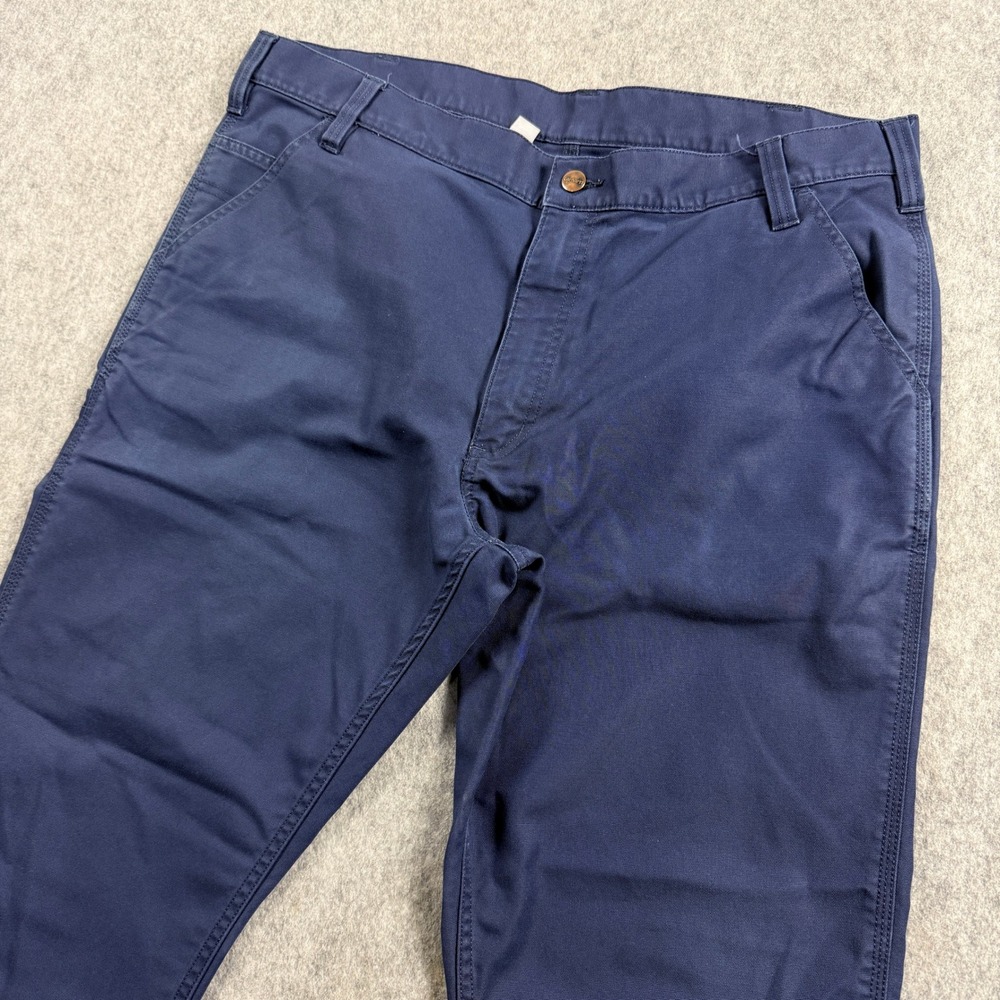 Carhartt Mens Navy Canvas Work Pants Straight Leg Fits 38x30 Utility Relaxed Fit